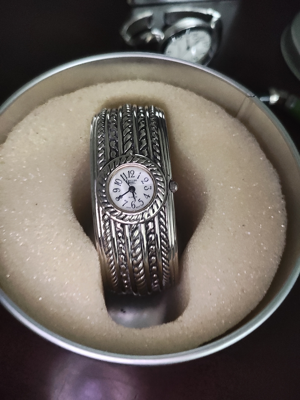 Silver-Tone Braided Bangle Watch - Women Jewelry Needs New Battery